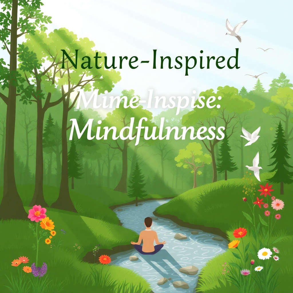 A young meditating peacefully in nature, sitting cross-legged on grass surrounded by lush green trees and sunlight filtering through the branches