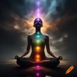 A meditating person surrounded by glowing golden light, sitting in the center of the Earth, symbolizing peace and universal harmony