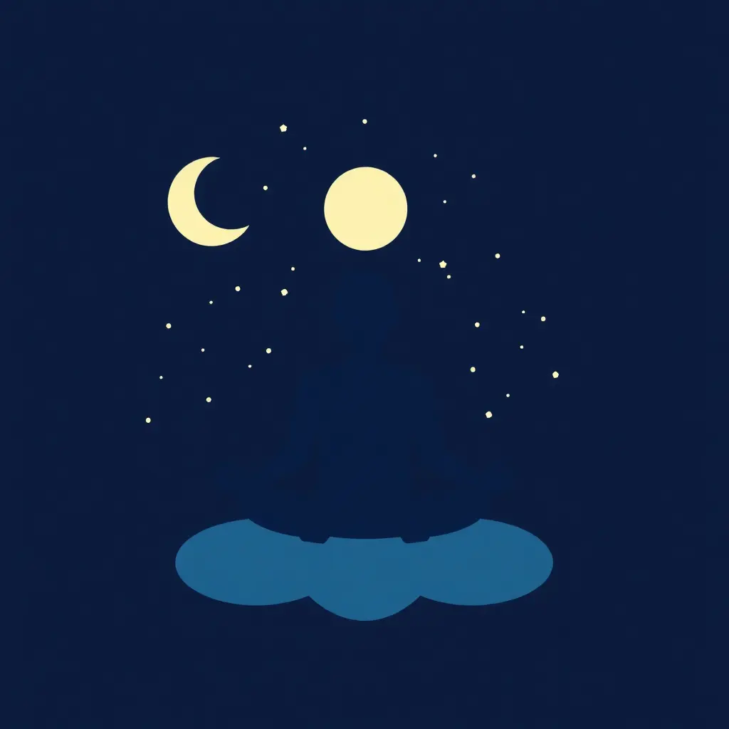 A peaceful night sky with a glowing moon and twinkling stars, creating a serene and tranquil atmosphere.