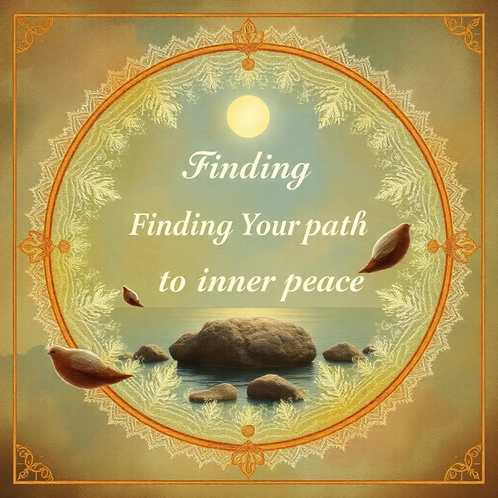 A card with the words "Finding Your Path to Inner Peace" written on it.