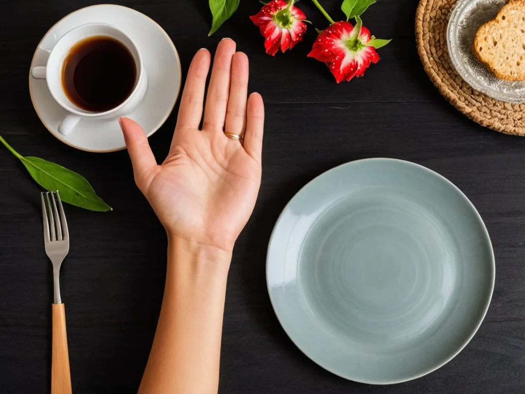 A minimalist ceramic bowl holds a small portion of steamed greens and grains, centered on a muted linen cloth. Soft steam rises from the dish, symbolizing mindful simplicity in fasting