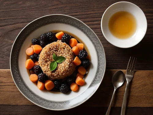Nutritious meal plate with healthy foods, symbolizing mindful eating and fasting practice