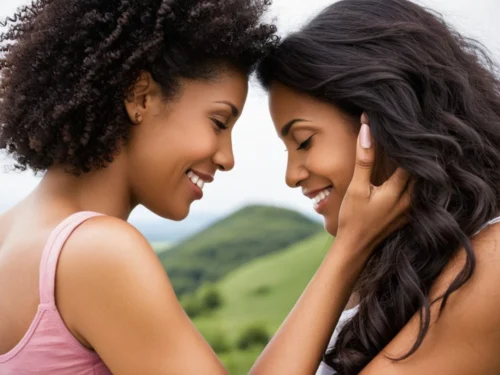 Two women smiling at each other showing compassion and love through authentic connection